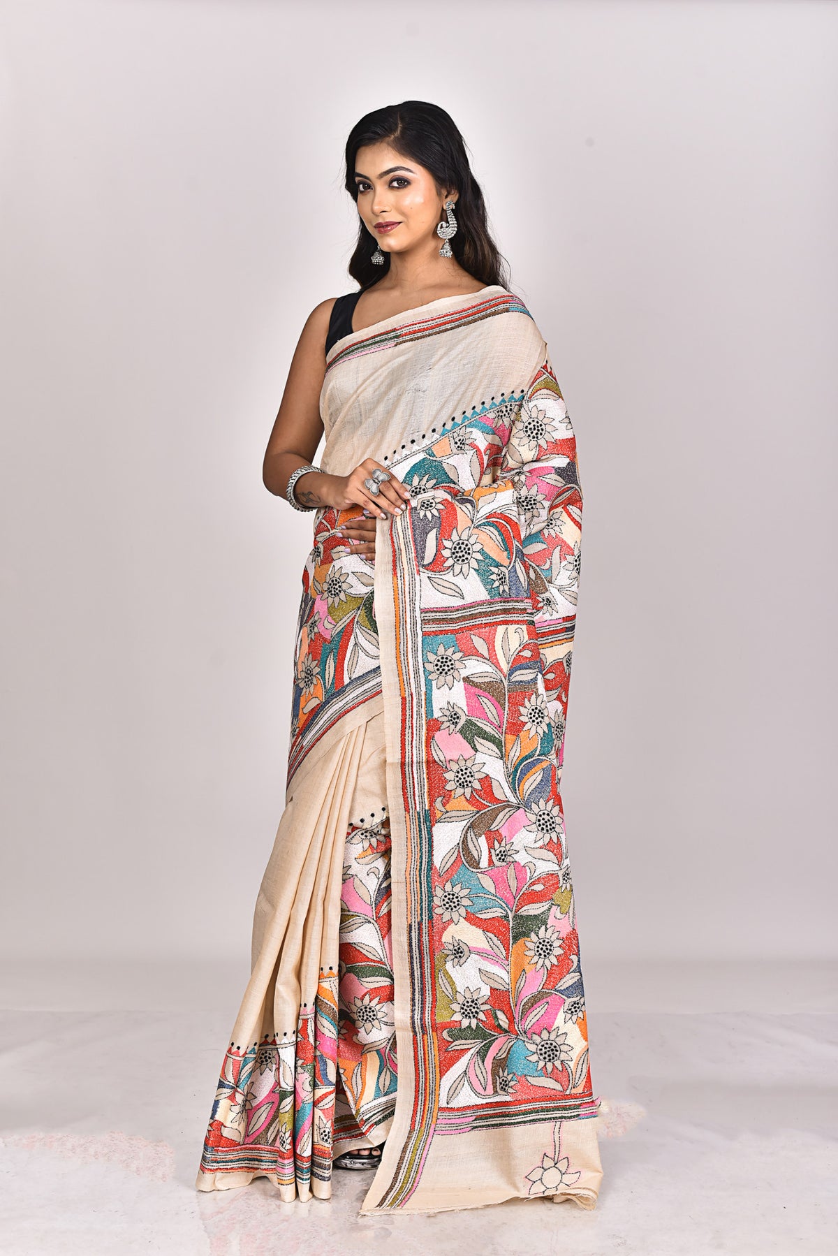 GACHI TUSSAR SILK KANTHA SAREE