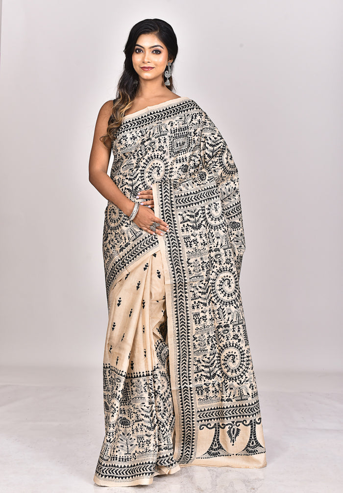 GACHI TUSSAR SILK KANTHA SAREE