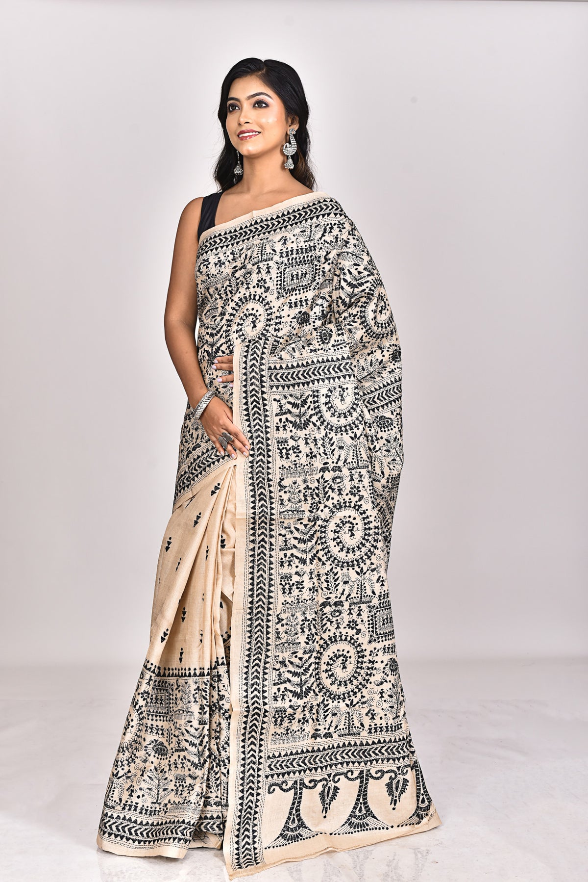 GACHI TUSSAR SILK KANTHA SAREE