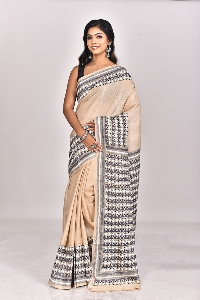 GACHI TUSSAR SILK KANTHA SAREE