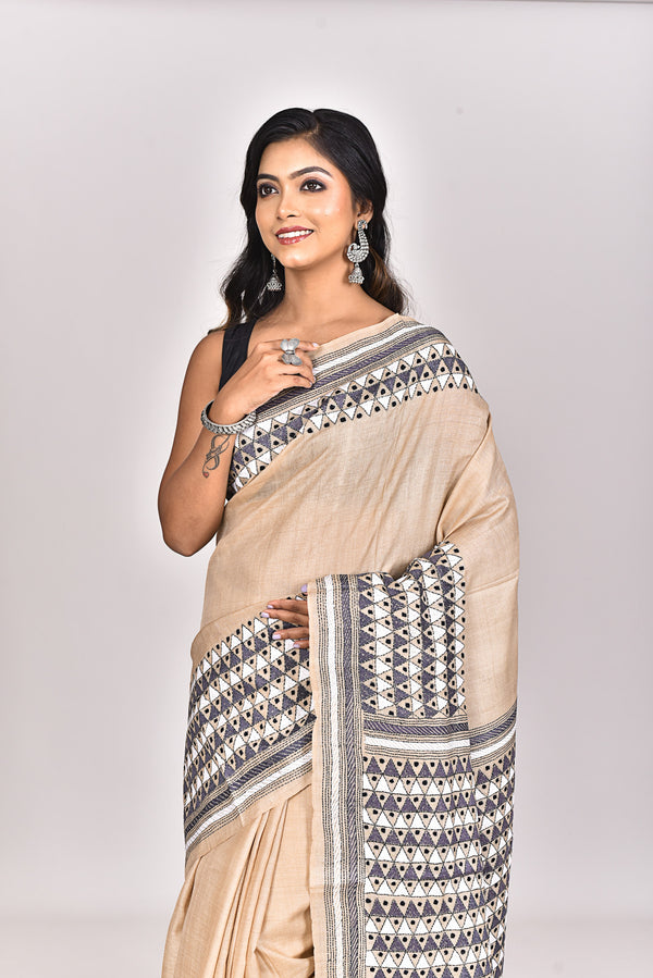 GACHI TUSSAR SILK KANTHA SAREE