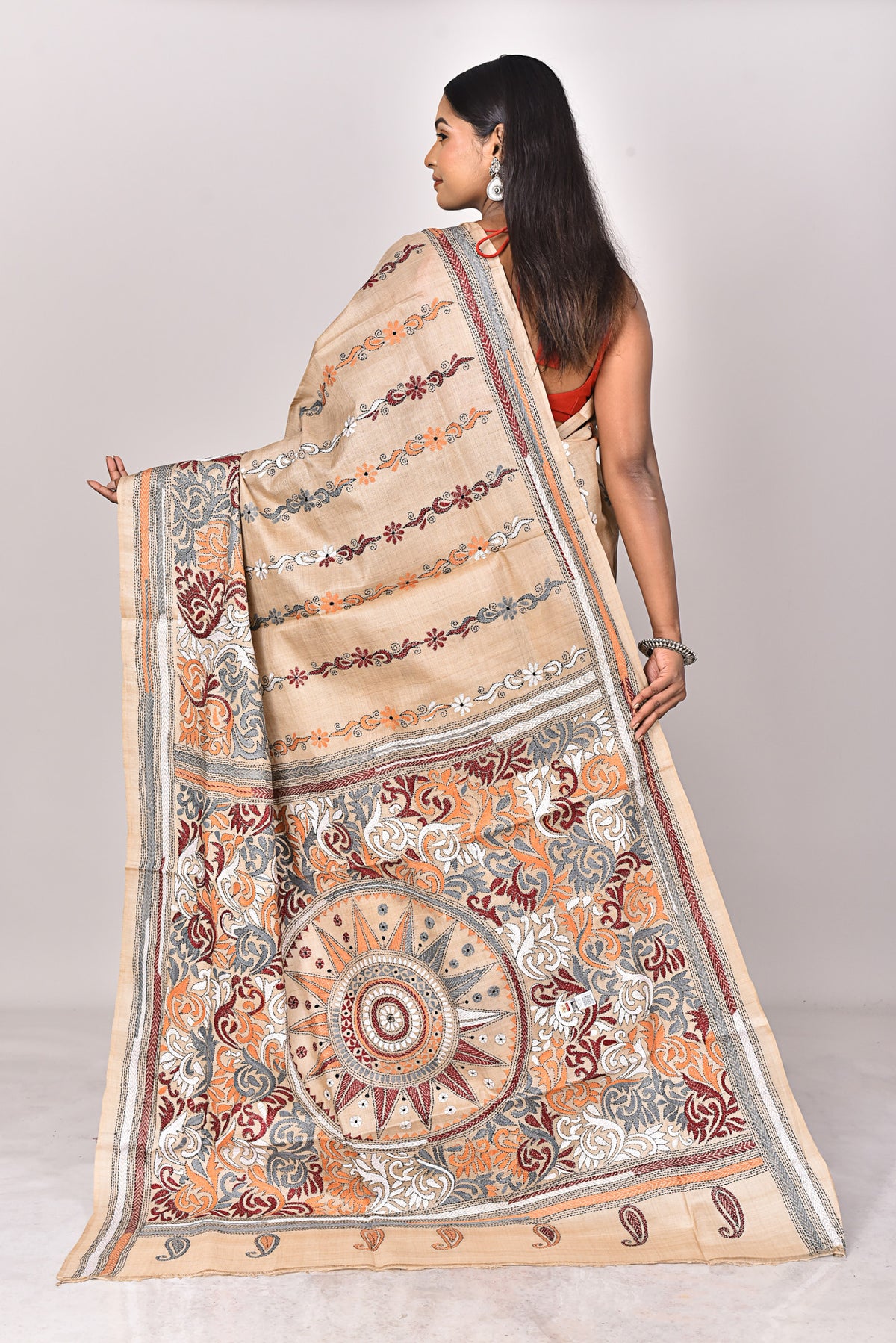 GACHI TUSSAR SILK KANTHA SAREE