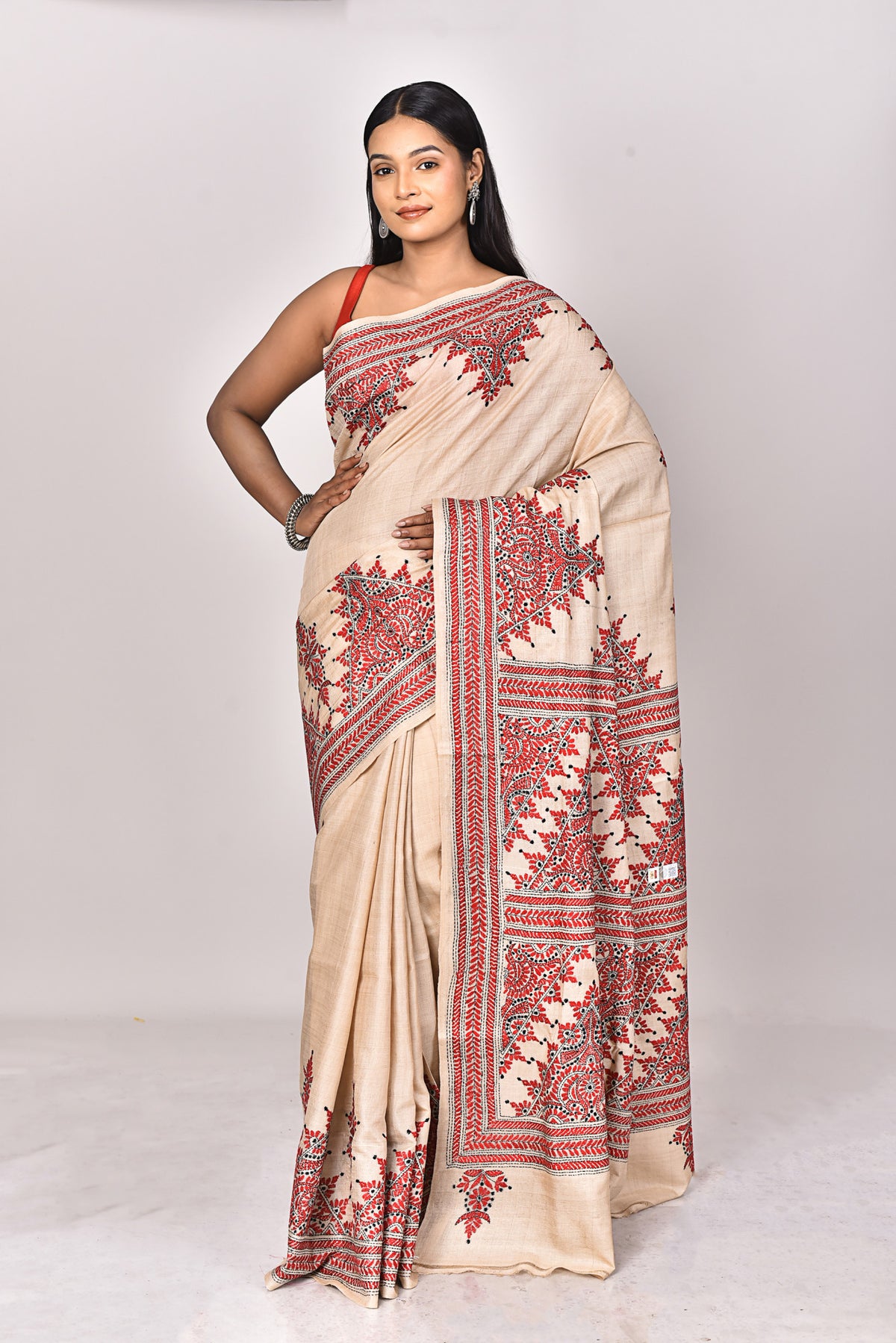 GACHI TUSSAR SILK KANTHA SAREE