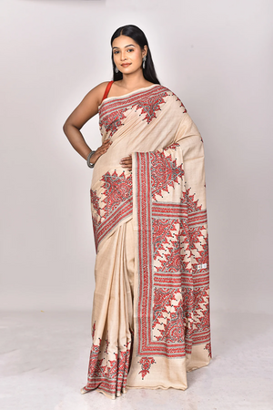 GACHI TUSSAR SILK KANTHA SAREE