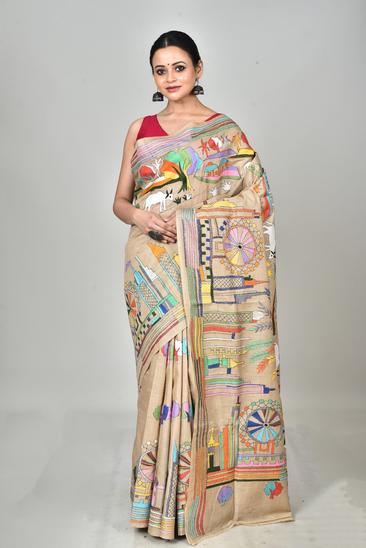 GACHI TUSSAR SILK KANTHA SAREE