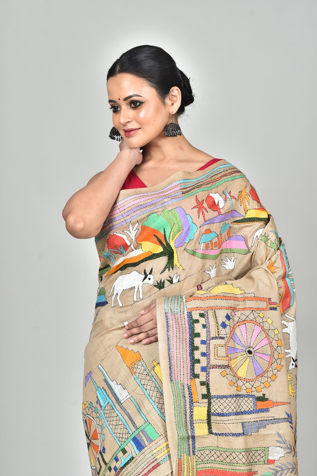 GACHI TUSSAR SILK KANTHA SAREE