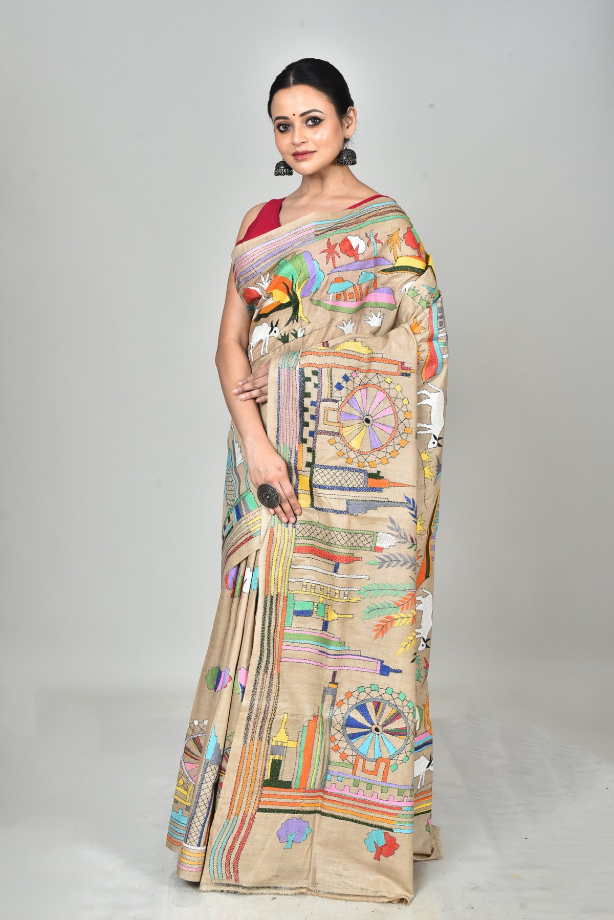 GACHI TUSSAR SILK KANTHA SAREE