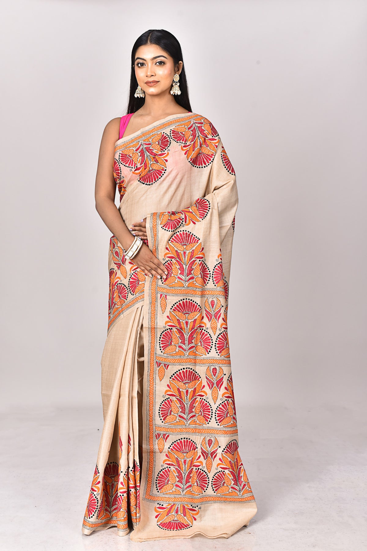 GACHI TUSSAR SILK KANTHA SAREE