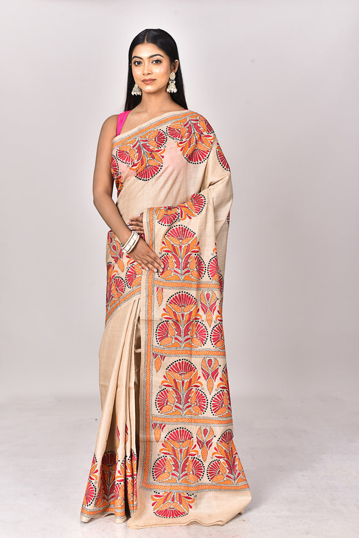 GACHI TUSSAR SILK KANTHA SAREE