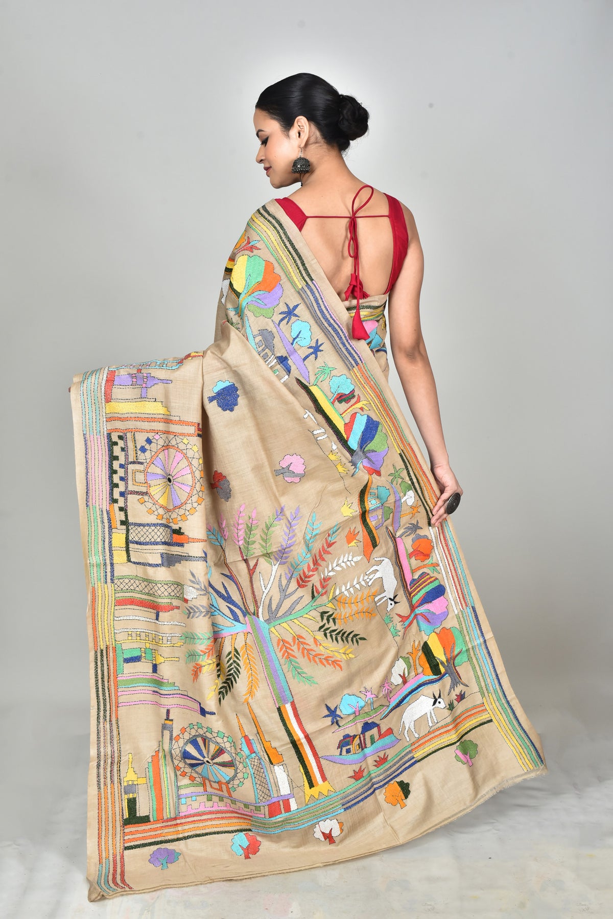 GACHI TUSSAR SILK KANTHA SAREE