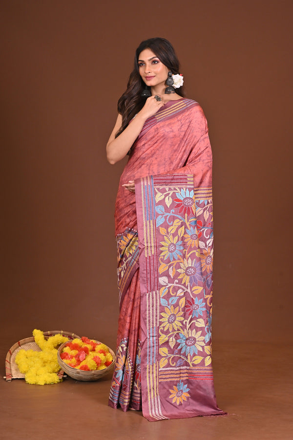 GOLAPIGOURI BLENDED SILK KANTHA SAREE