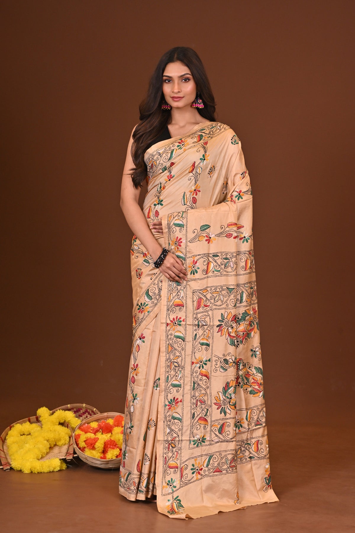 HARIDRA BLENDED SILK KANTHA SAREE