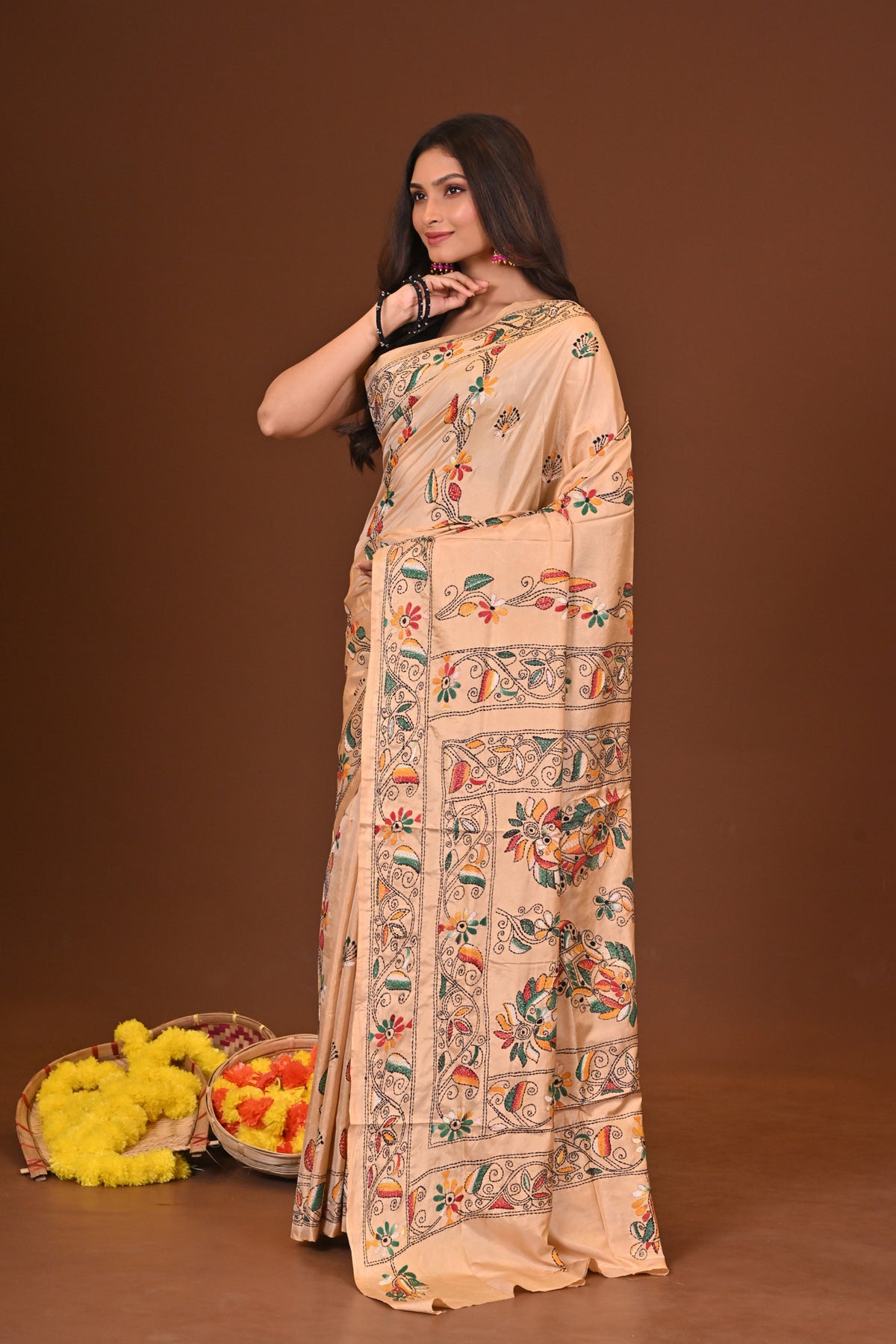 HARIDRA BLENDED SILK KANTHA SAREE