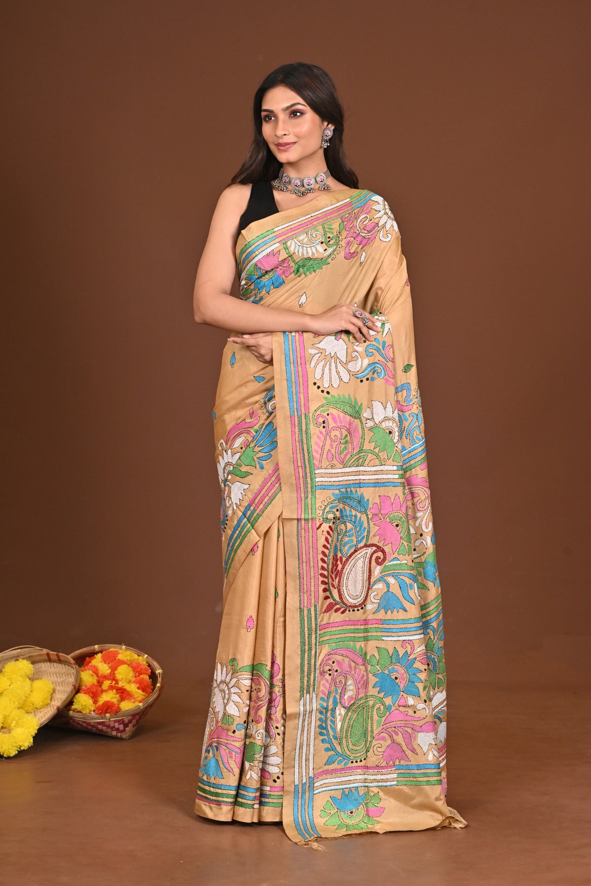 ANNAPURNA BLENDED SILK KANTHA SAREE