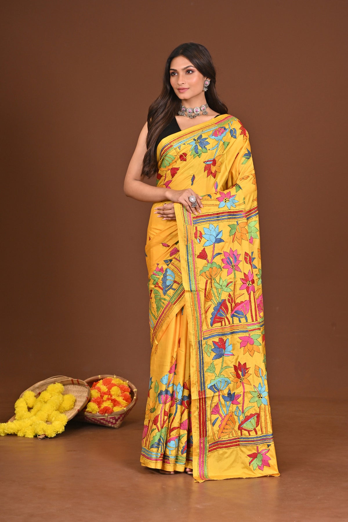 BRAHMACHARINI BLENDED SILK KANTHA SAREE