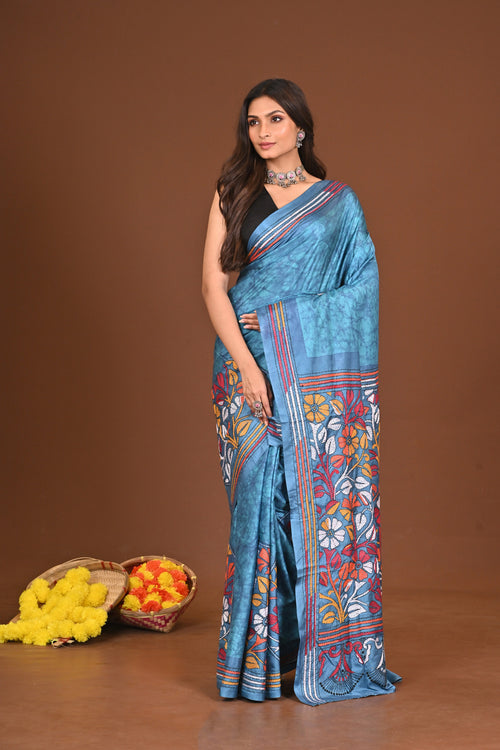 NEELAMBA BLENDED SILK KANTHA SAREE