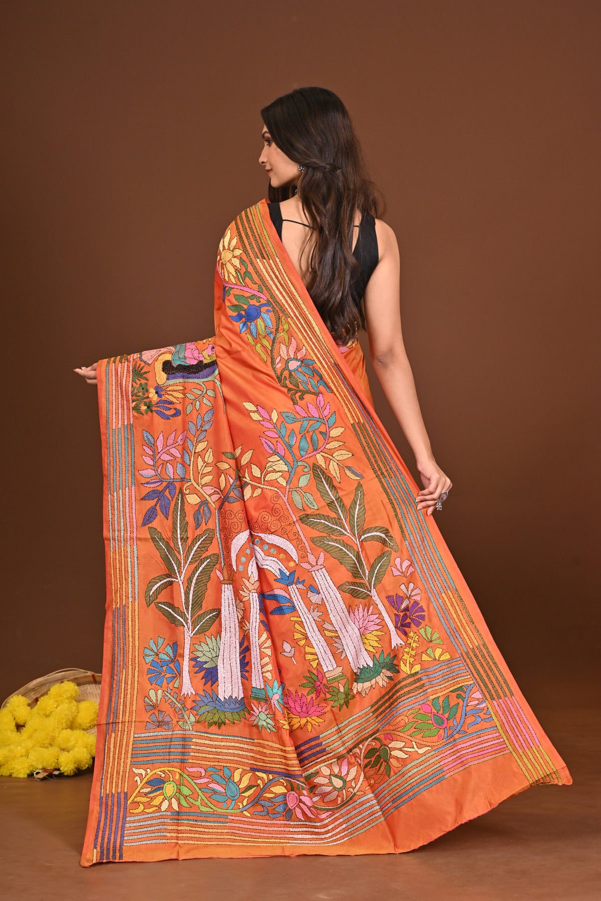 MAHESHVARI  BLENDED SILK KANTHA SAREE
