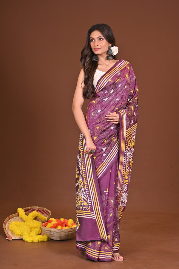 SMRITI BLENDED SILK KANTHA SAREE