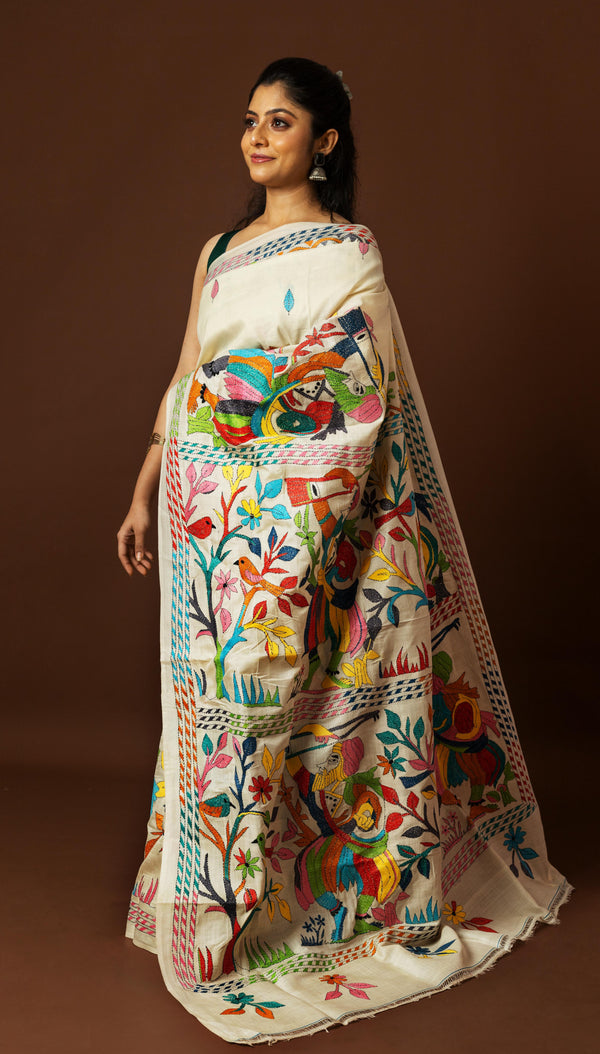 Tussar Silk Kantha Saree