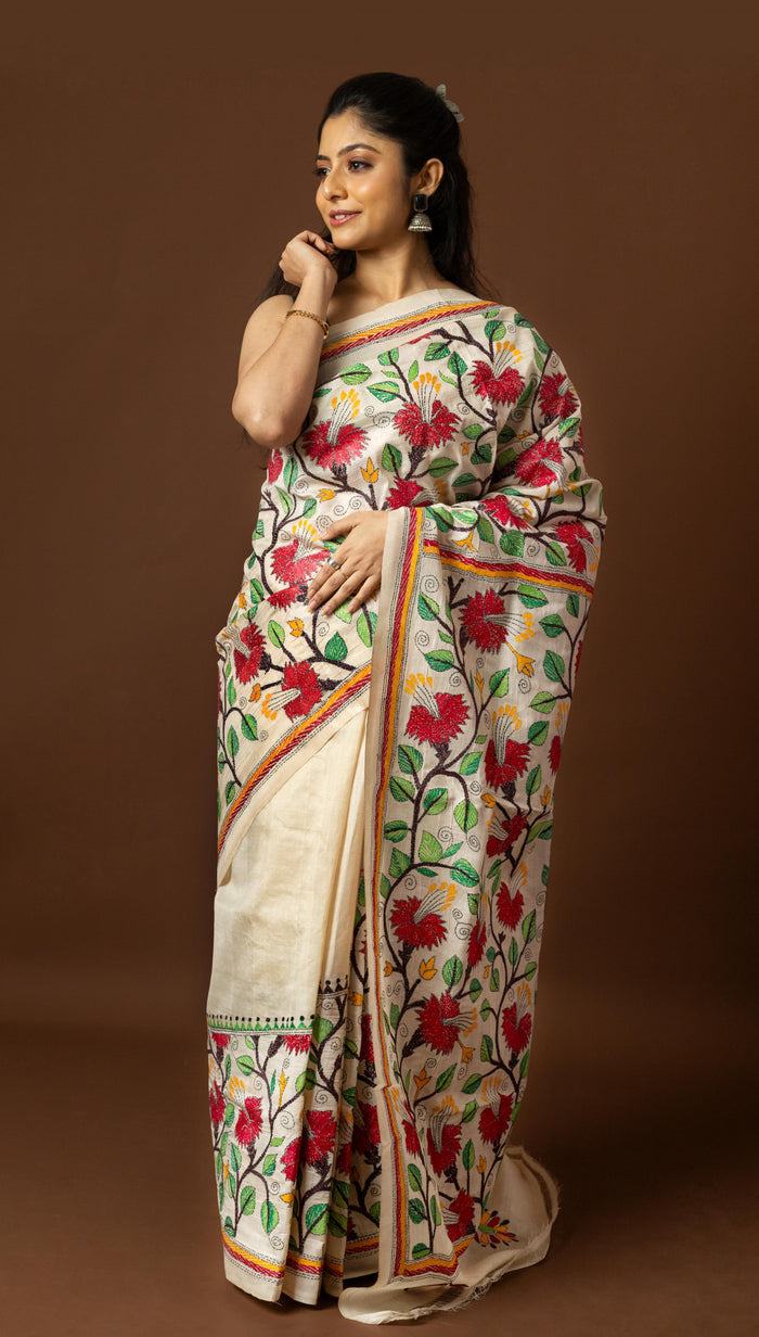 Tussar Silk Kantha Saree