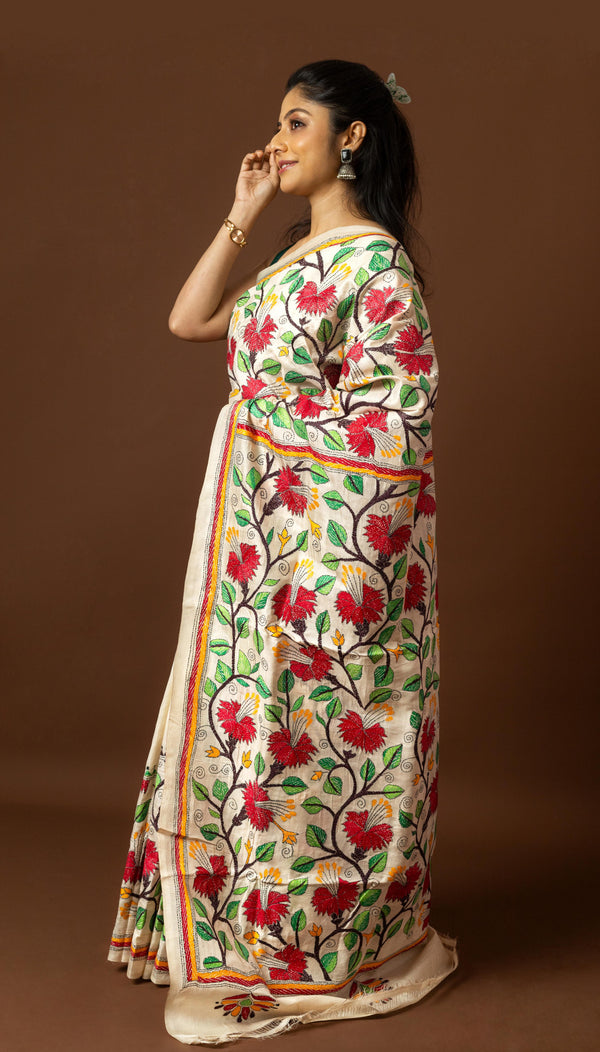 Tussar Silk Kantha Saree