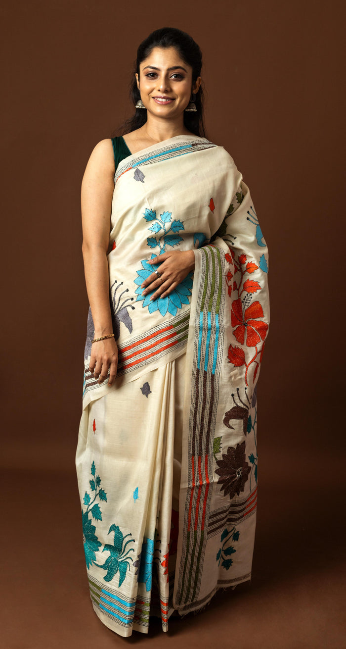 Tussar Silk Kantha Saree