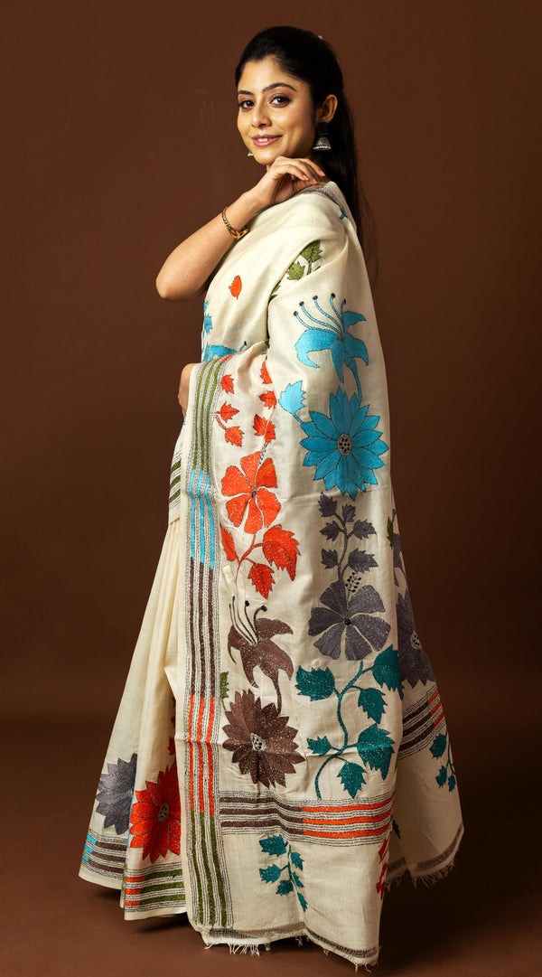 Tussar Silk Kantha Saree