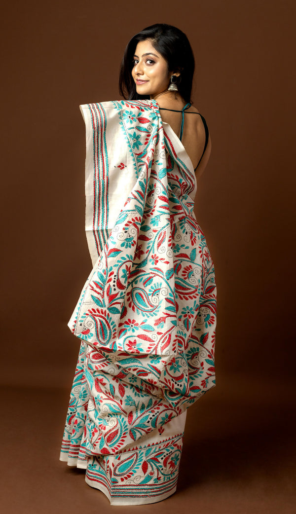 Tussar Silk Kantha Saree