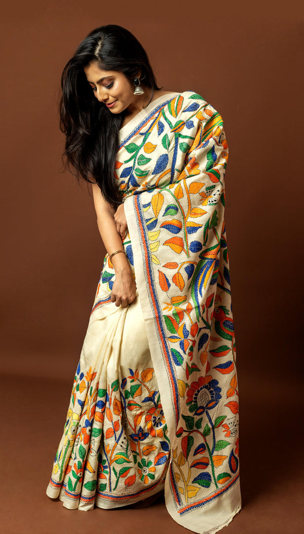 Tussar Silk Kantha Saree