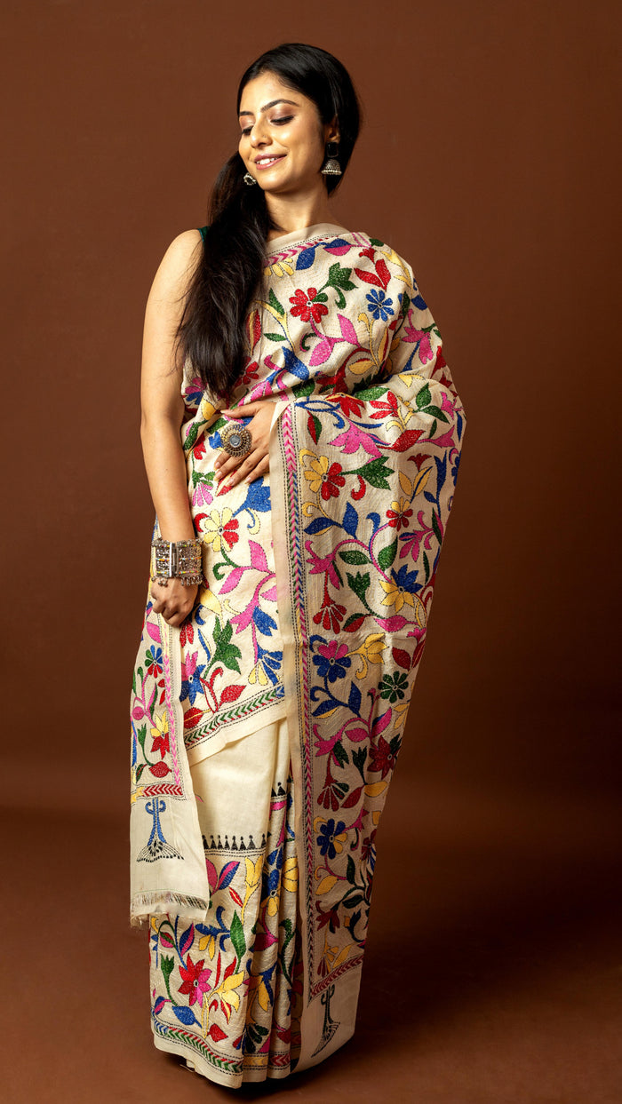 Tussar Silk Kantha Saree
