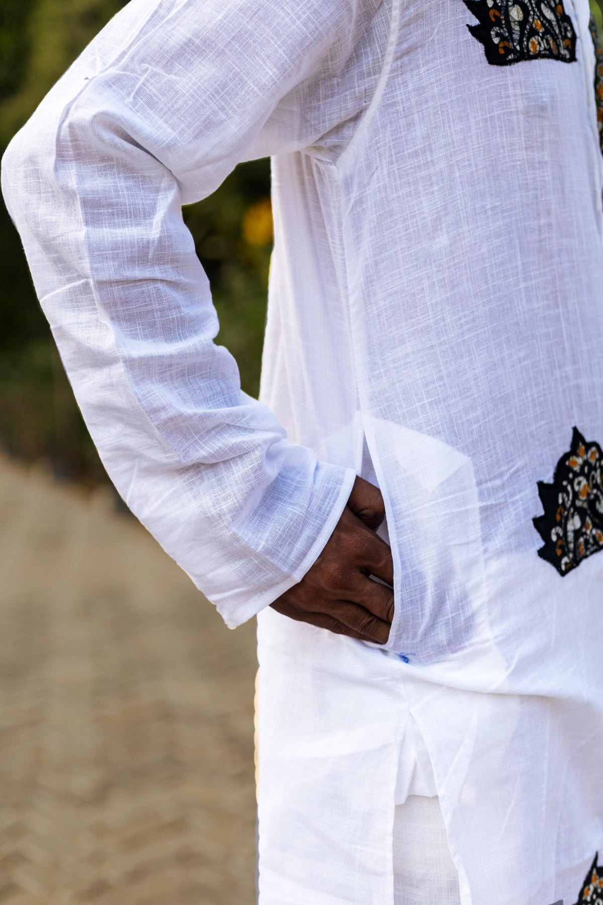 Kota Applique Kurta White