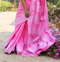 Blended Silk Gujrati Stitch Kantha Saree