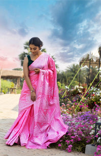Blended Silk Gujrati Stitch Kantha Saree