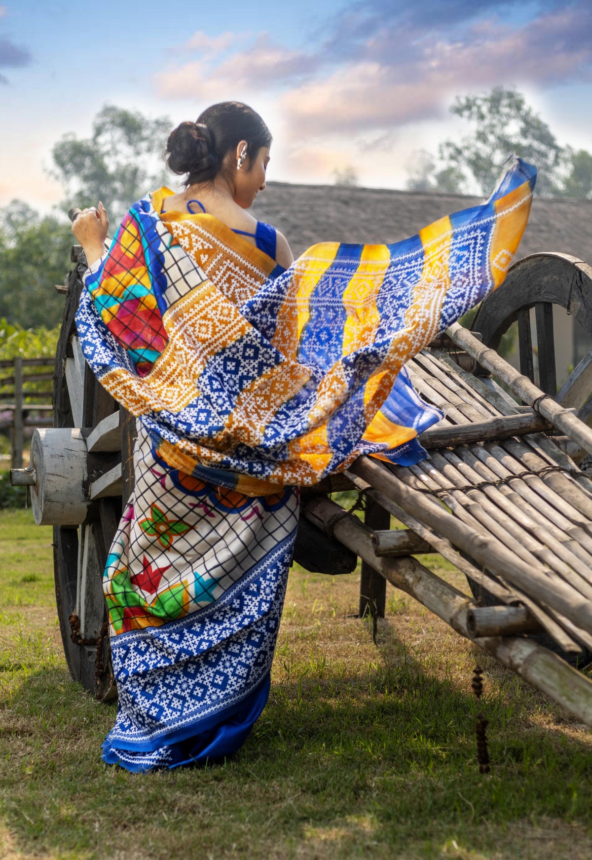 Tussar Diy Gujrati Stitch Kantha Saree