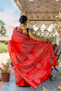 Blended Silk Gujrati Stitch Kantha Saree