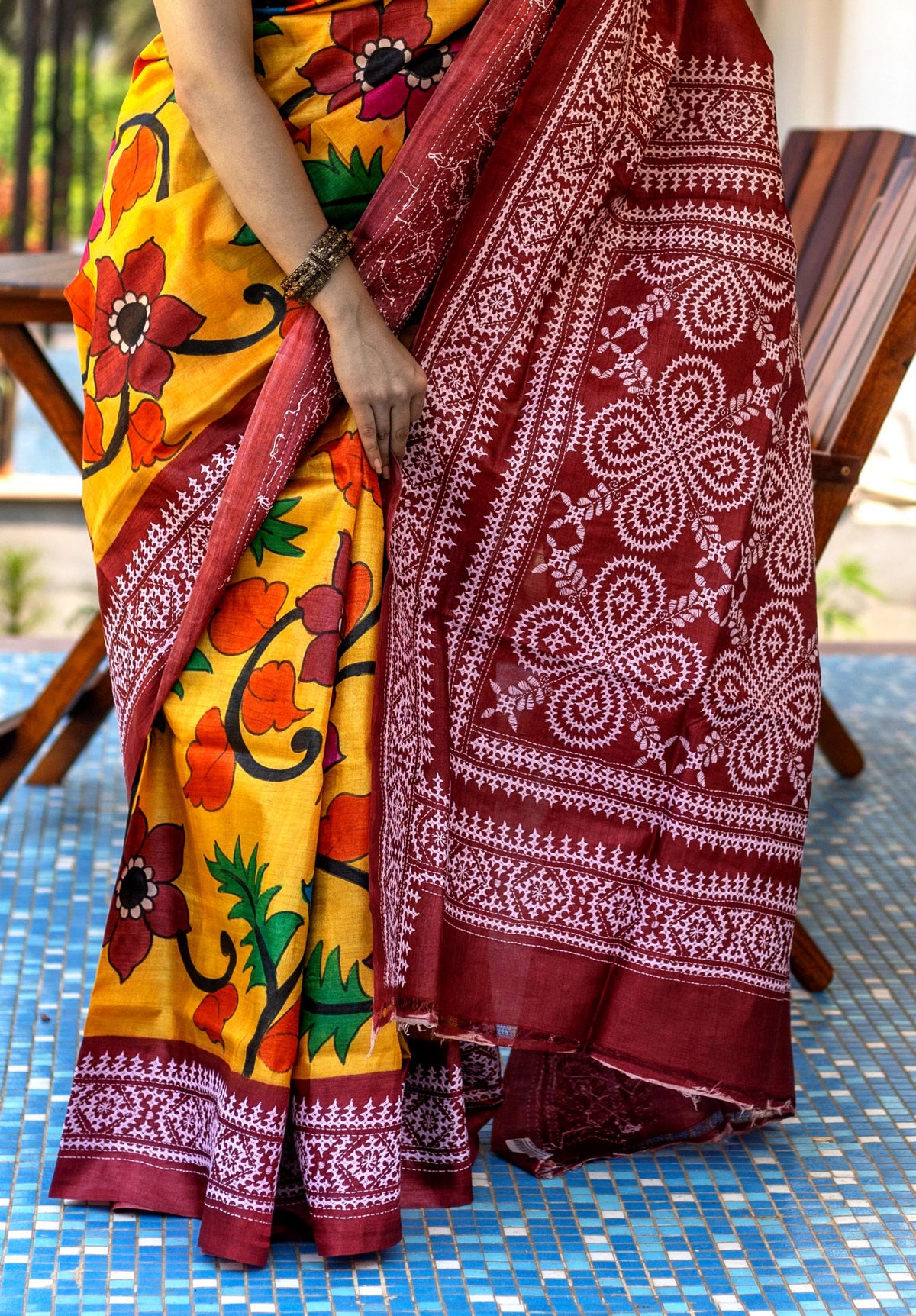 Tussar Fusion Kantha Saree