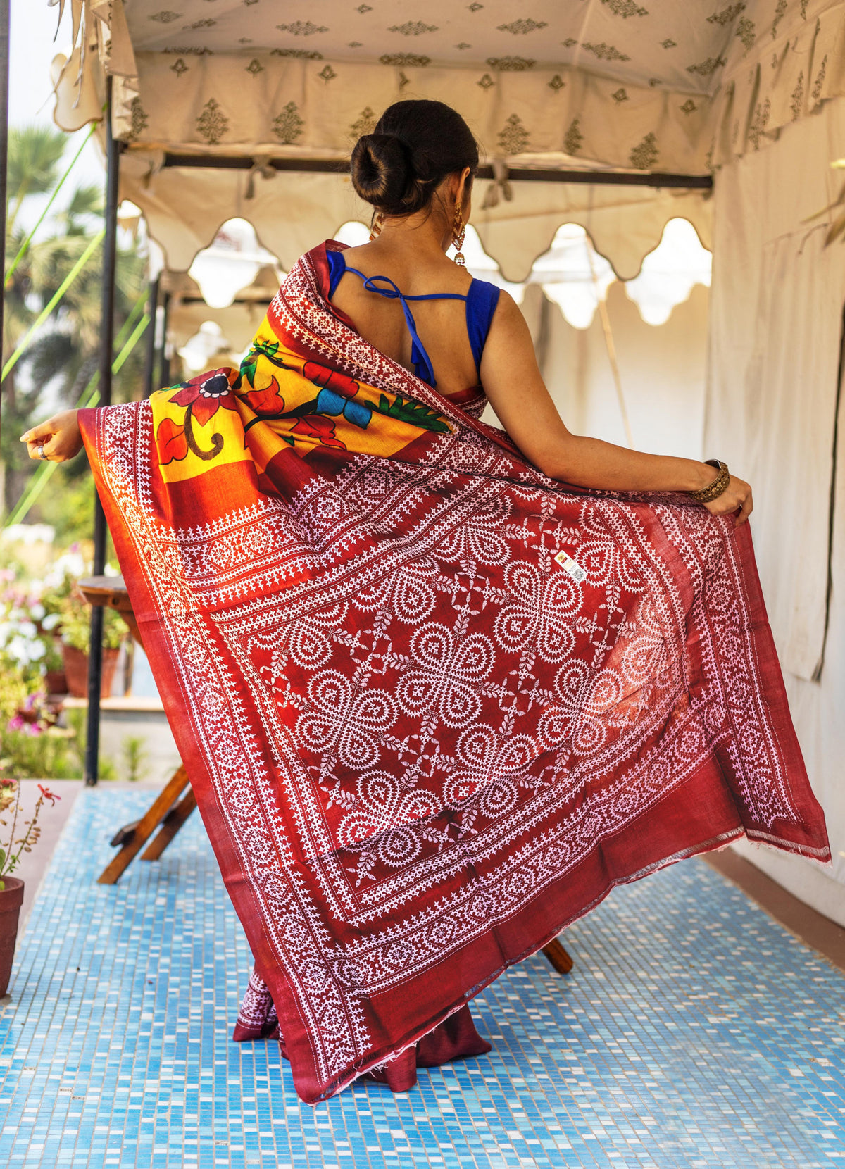 Tussar Fusion Kantha Saree