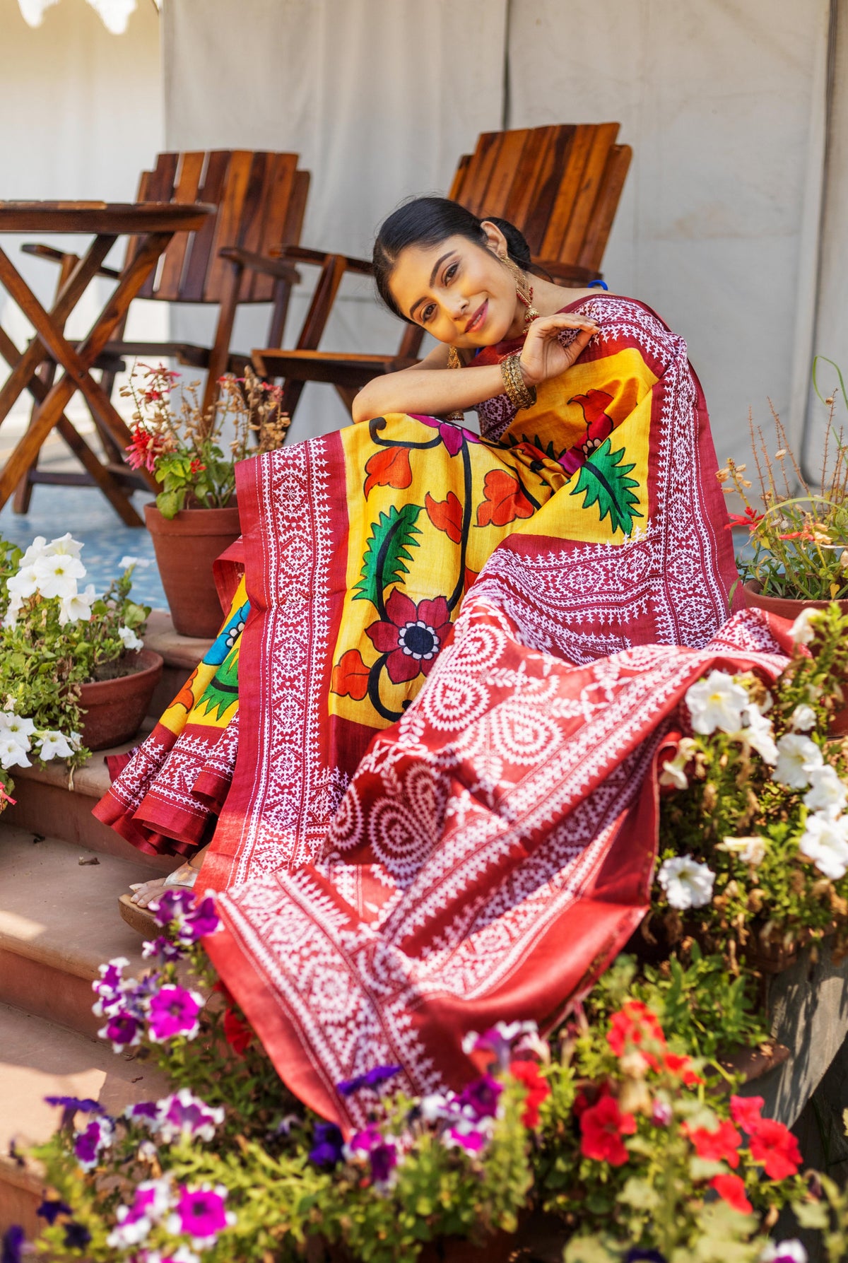 Tussar Fusion Kantha Saree