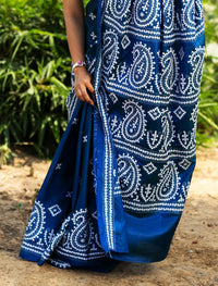 Blended Silk Gujrati Stitch Kantha Saree