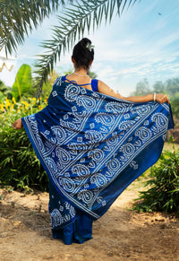 Blended Silk Gujrati Stitch Kantha Saree
