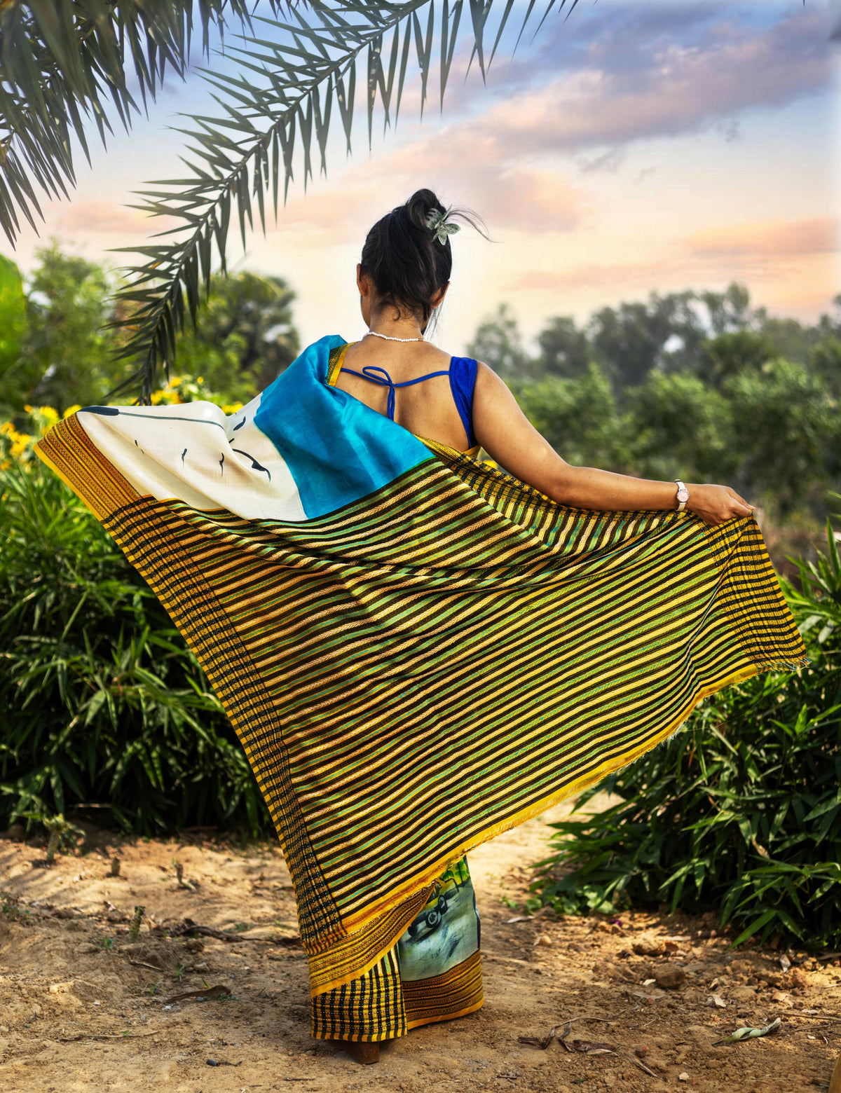 Silk Jalchuri Hand Print Saree