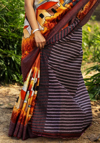 Silk Jalchuri Hand Print Saree