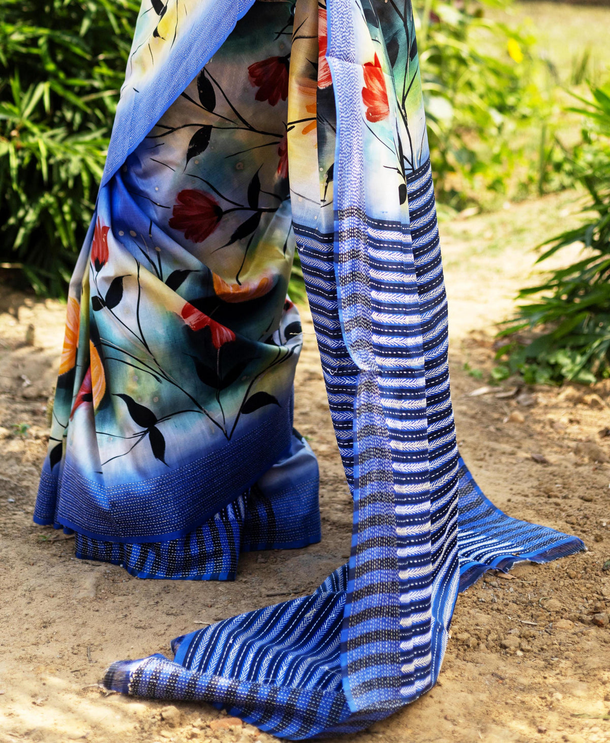 Silk Jalchuri Hand Print Saree