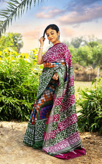 Tussar Fusion Gujrati Stitch Kantha Saree