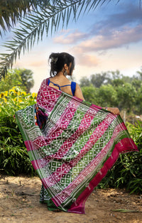 Tussar Fusion Gujrati Stitch Kantha Saree