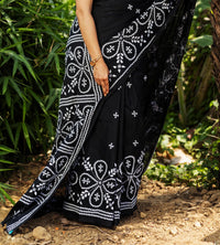 Blended Silk Gujrati Stitch Kantha Saree