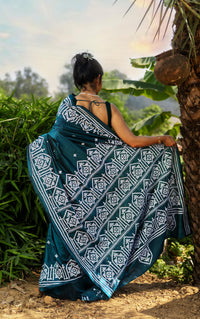 Blended Silk Gujrati Stitch Kantha Saree