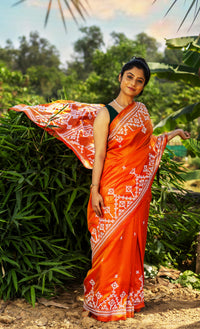 Blended Silk Gujrati Stitch Kantha Saree