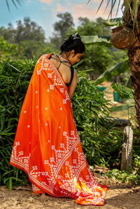Blended Silk Gujrati Stitch Kantha Saree