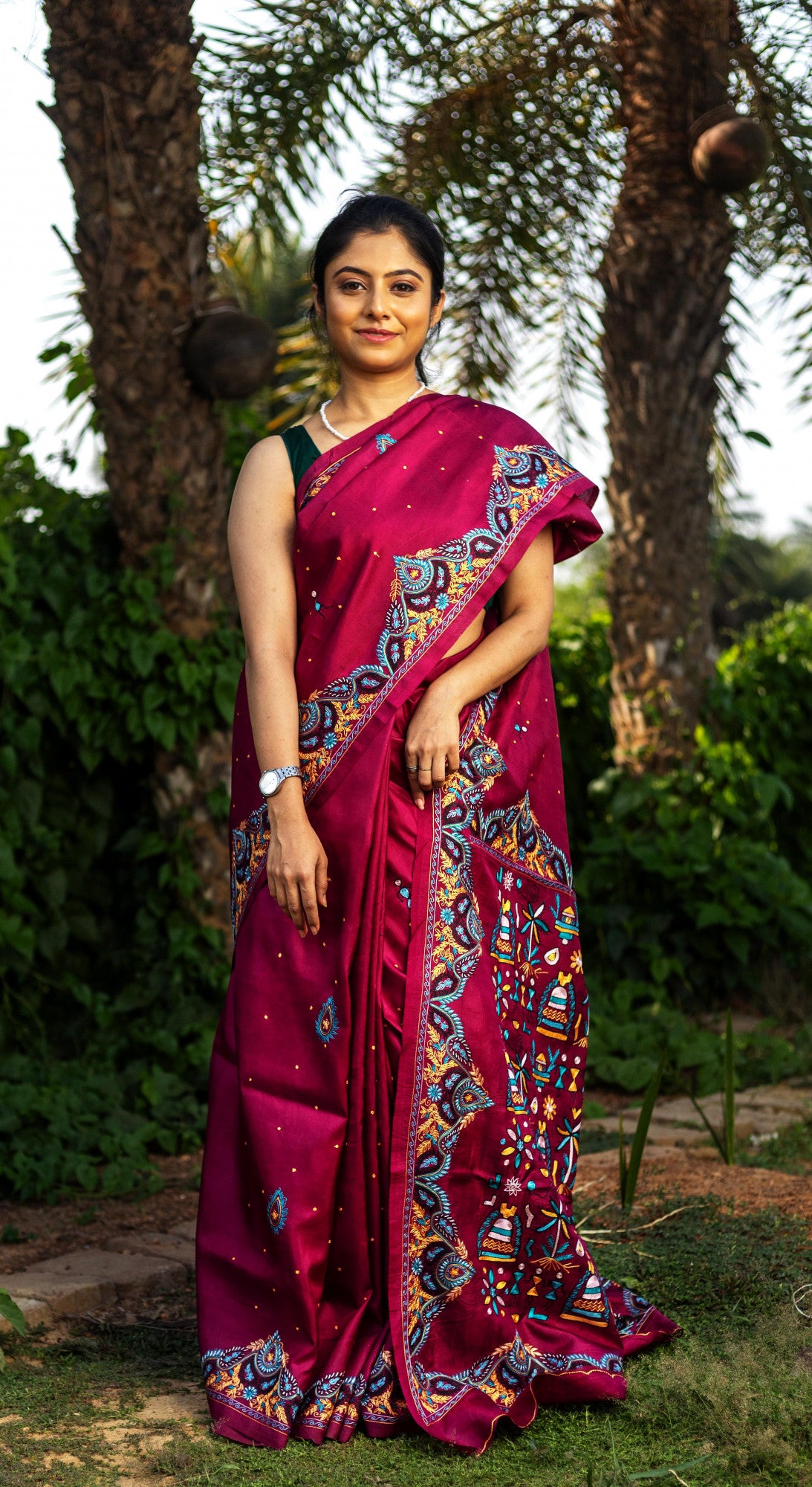 Silk Ari Kantha Saree